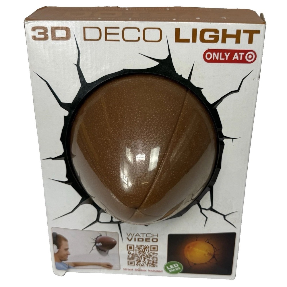 NIB 3D Deco Light Football Night Lamp Wireless Battery Operated W\Crack Sticker